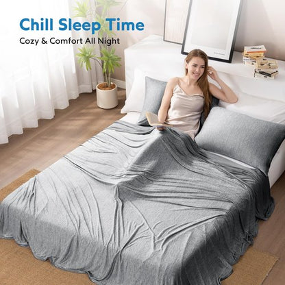 HOMFINE Cooling Blanket Twin Size - Summer Blanket for Hot Sleepers Thin Lightweight Breathable Double Side Enhanced Cooling Blanket for Bed Sofa, Keep Cool for Night Sweats (Black, 60 x 80 inches)