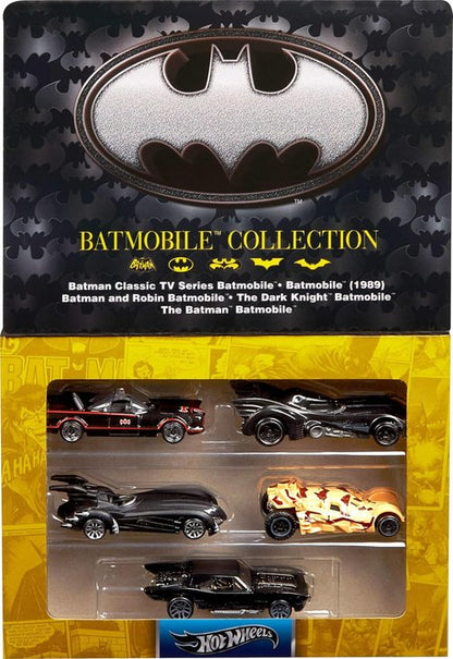 Hot Wheels Die-Cast Toy Cars - Set of 5 Batman 85th Anniversary Batmobile Replicas in Commemorative Packaging