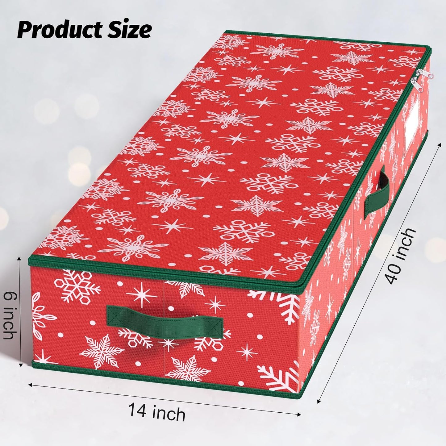 StorageRight Wrapping Paper Organizer - Holiday Gift Wrap Storage Box for Snowflake/Red Ornaments