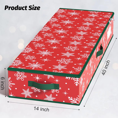 StorageRight Wrapping Paper Organizer - Holiday Gift Wrap Storage Box for Snowflake/Red Ornaments