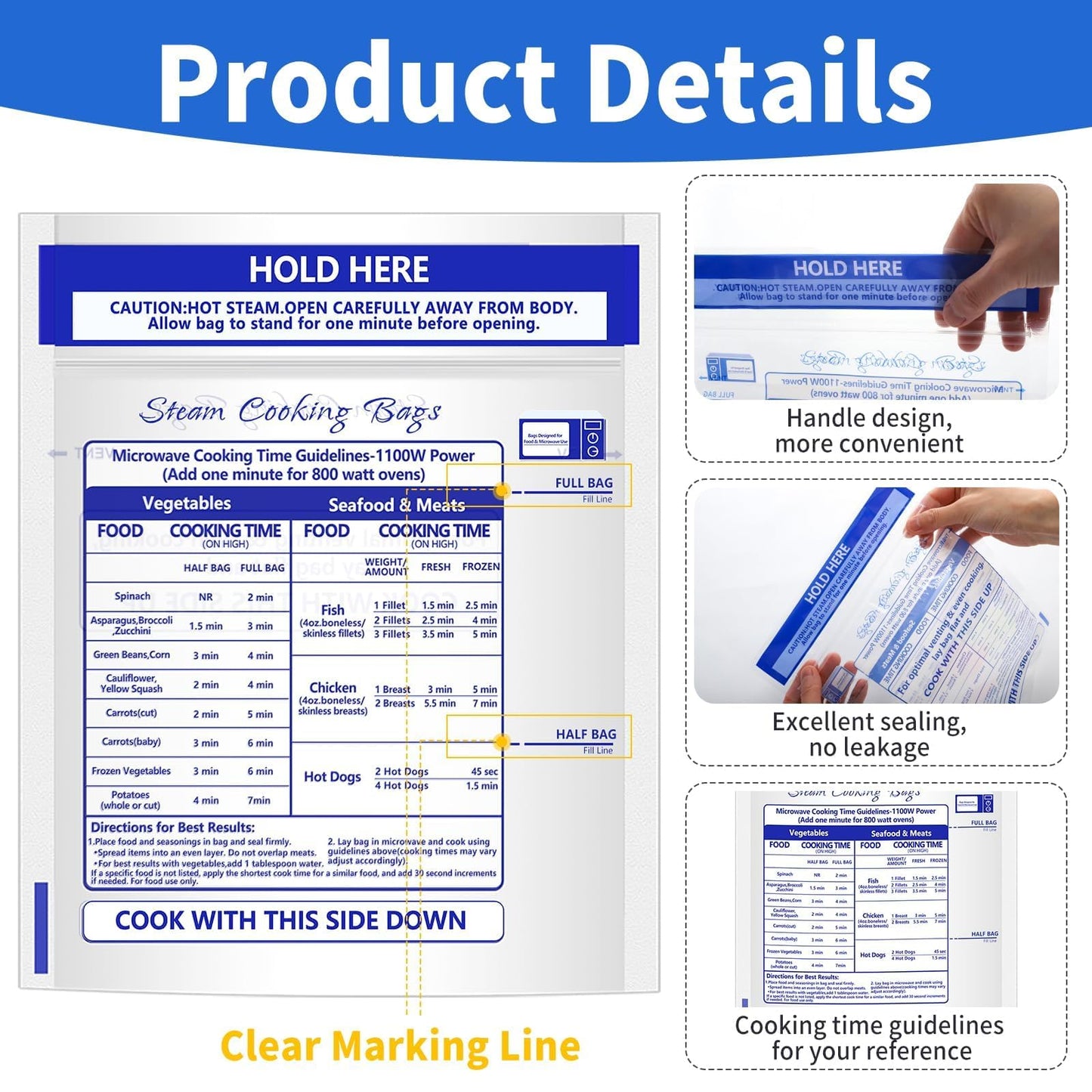 Sel Natural 24 Pcs Microwave Steamer Bags 7.9 X 8.6 Inch Zipper Steam Cooking Bags Reusable Microwave Cooking Bag for Vegetables Potatoes and Meat (24)