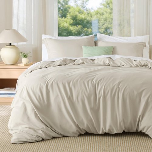 Bedsure Duvet Cover Full Size - Soft Double Brushed Bedding Set for Kids & Adults, Zipper Closure, 3 Pieces, Includes 1 Duvet Cover (80"x90") & 2 Pillow Shams, NO Comforter, Linen