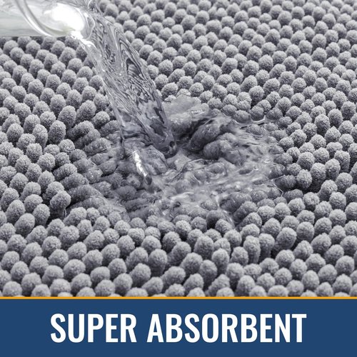 Arotive Bathroom Rugs 30x20, Extra Soft Absorbent Shaggy Chenille Bath Rugs, Machine Washable Rubber Backing Non-Slip Bath Mats for Bathroom Floor Tub and Shower, Home Decor Accessories, Grey