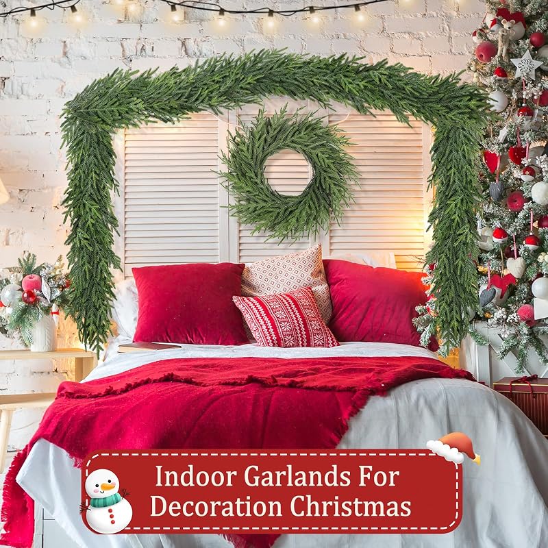16ft Real Touch Pine Garland - Multicolor Christmas Greenery, Tulvend