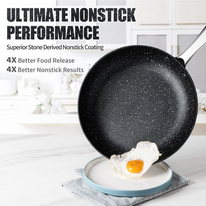 MICHELANGELO Small Frying Pan, Hard Anodized Nonstick with Granite-derived Coating, 8 Inch Skillet with Lid