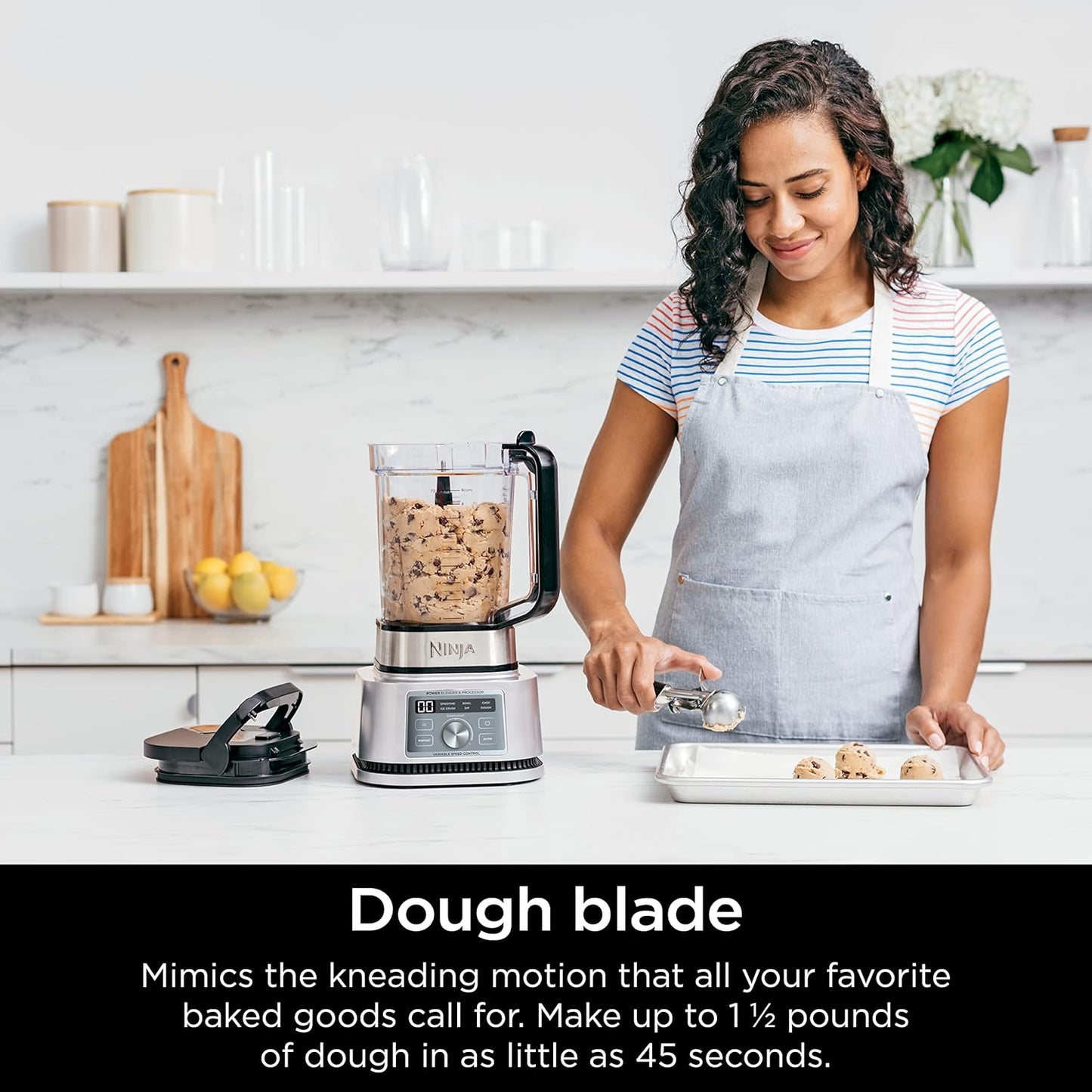 Ninja Foodi SS201 Power Blender & Processor - 3-in-1 Crushing Blender, Dough Mixer & Food Processor | 1400W SmartTORQUE, 6 Auto-iQ Presets