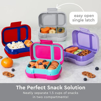 Bentgo Kids Snack Bento Box - 2 Compartment Leak-Proof Container for Snacks & Meals | Dishwasher Safe, BPA-Free, Gray