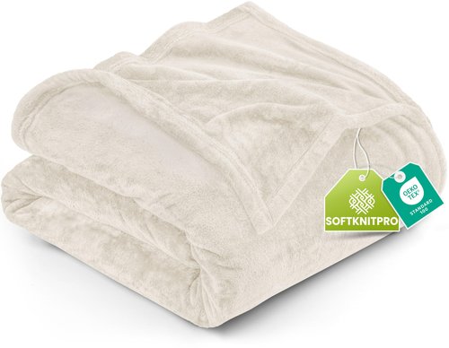 Utopia Bedding Fleece Blanket Queen Size Linen (90x90 Inches) Ultra Soft Warm Lightweight Microfiber Breathable Anti-Static Cozy Winter Bed Blanket, All-Season Home Decor Gift for Men & Women