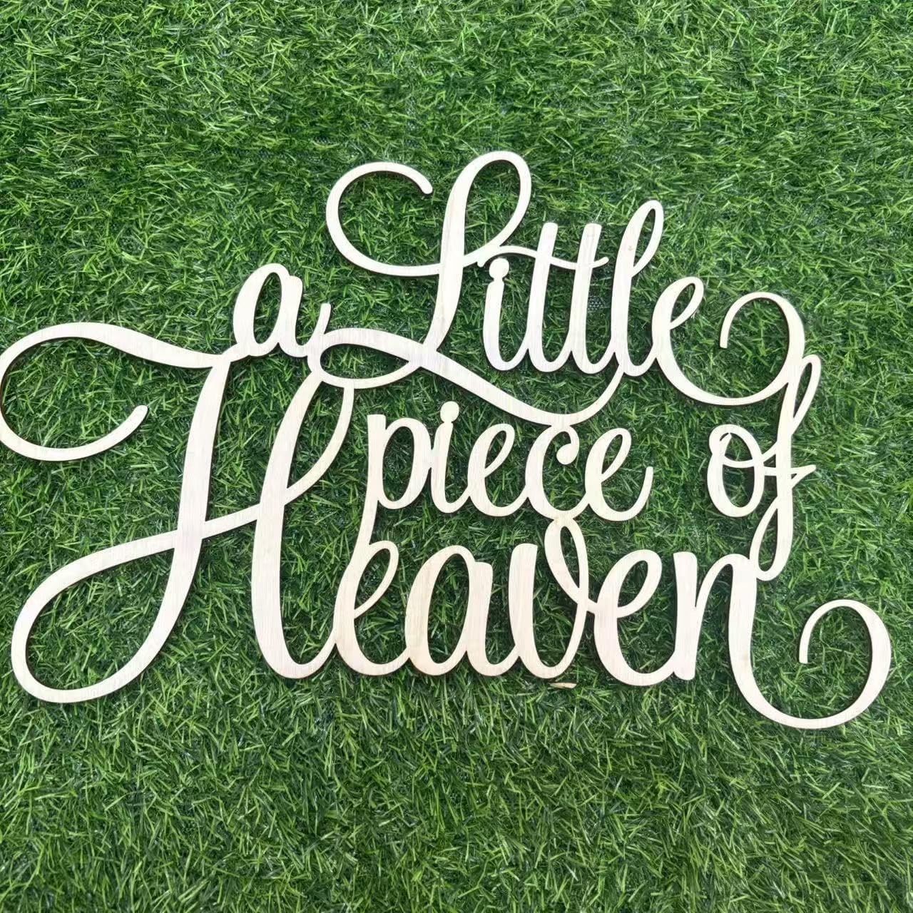 Skiennix Wooden Baby Shower Decorations - A Little Piece of Heaven Theme for Gender Reveal & Birthday Parties
