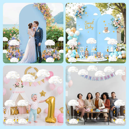 Skiennix 3D Fluffy Cloud LED Light Kit - Hanging & Table Centerpiece Decor for Baby Showers & Parties