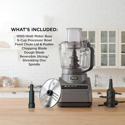 Ninja Professional Plus Food Processor - 1000 Peak Watts, 4 Functions, 9-Cup Bowl, Silver | BN601