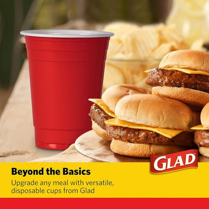 Glad Everyday Disposable Plastic Cups - Heavy Duty 18 Ounce Party Cups | Strong & Sturdy, 40 Count