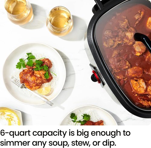 Chefman 6-Quart Slow Cooker - Electric Cooking with Removable Insert for Family-Size Soups & Stews