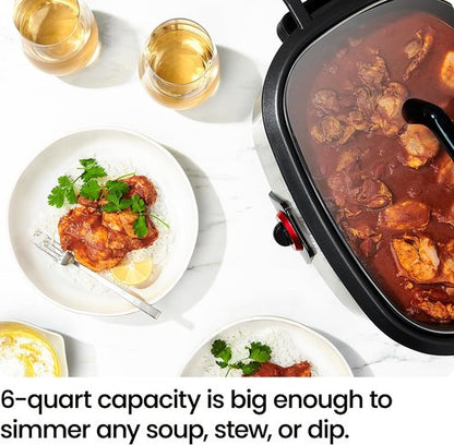 Chefman 6-Quart Slow Cooker - Electric Cooking with Removable Insert for Family-Size Soups & Stews