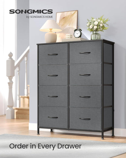 SONGMICS Dresser - Modern Chest of Drawers Storage Organizer Unit, 8 Drawer, Slate Gray