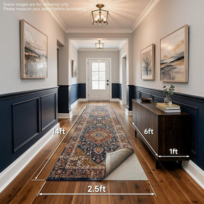Veken Rug Pad Gripper - Non-Slip Thick Mat for Hardwood & Tile Floors | 2.5x14 Ft Anti-Skid Solution