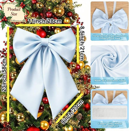 Blue Bow Decor | Large 22x11 Inch Crib Skirt with Big Bows - Perfect for Bachelorette & Baby Showers