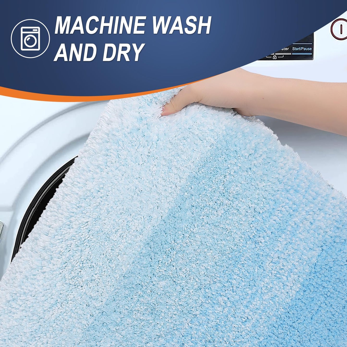 OLANLY Large Bathroom Rugs Mat 44x32, Extra Soft Absorbent Microfiber Bath Rugs, Rubber Backing, Quick Dry, Machine Washable Bath Mats for Bathroom, Tub and Shower, Home Decor Accessories, Sky Blue