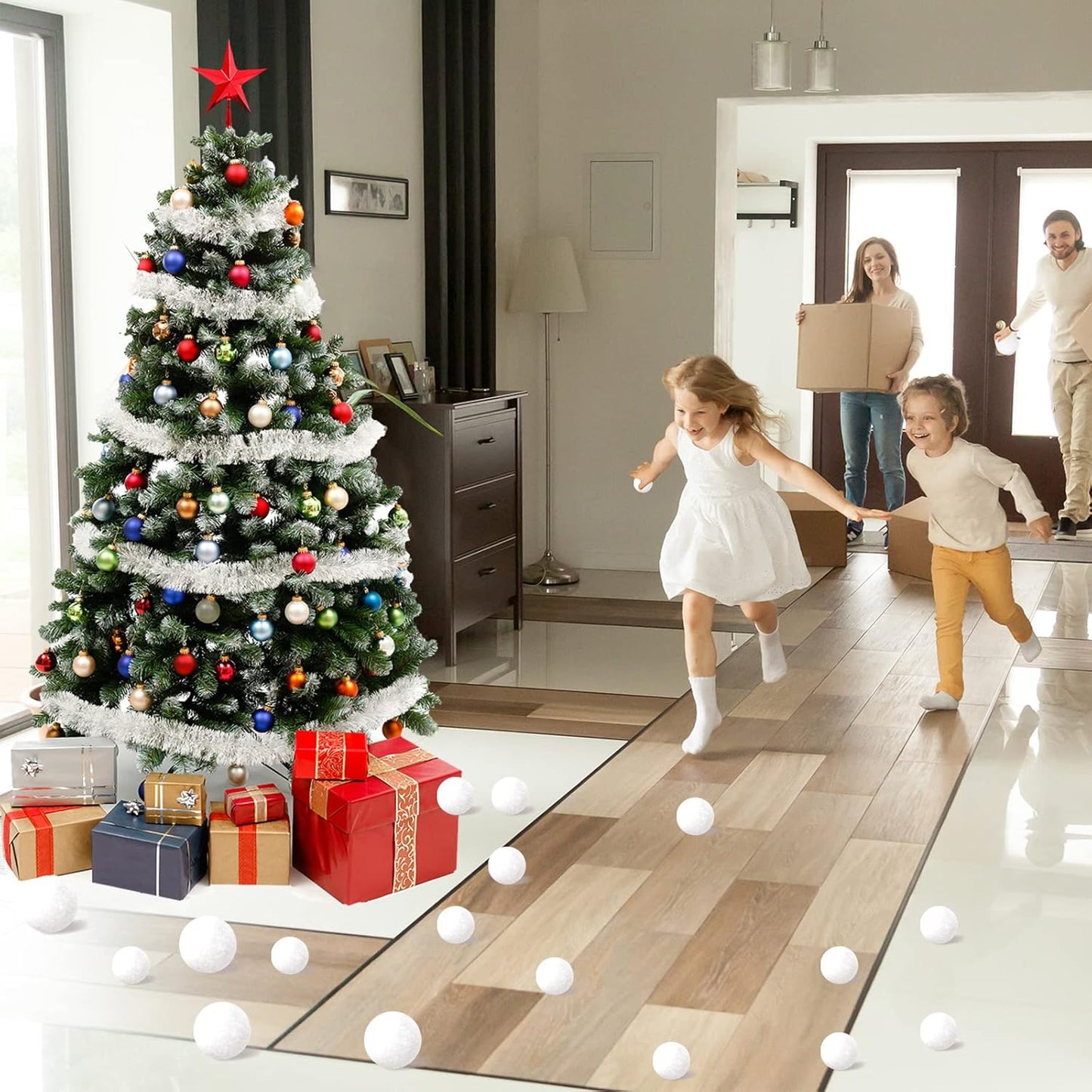 Skiennix 50 Pack Jumbo Fake Snowballs - 3 Inch Indoor/Outdoor Christmas Snow Toys for Winter Fun