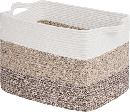 Goodpick Large Cotton Rope Storage Basket - 18"x14"x12" Organizer for Blankets & Toys | Gradient Brown