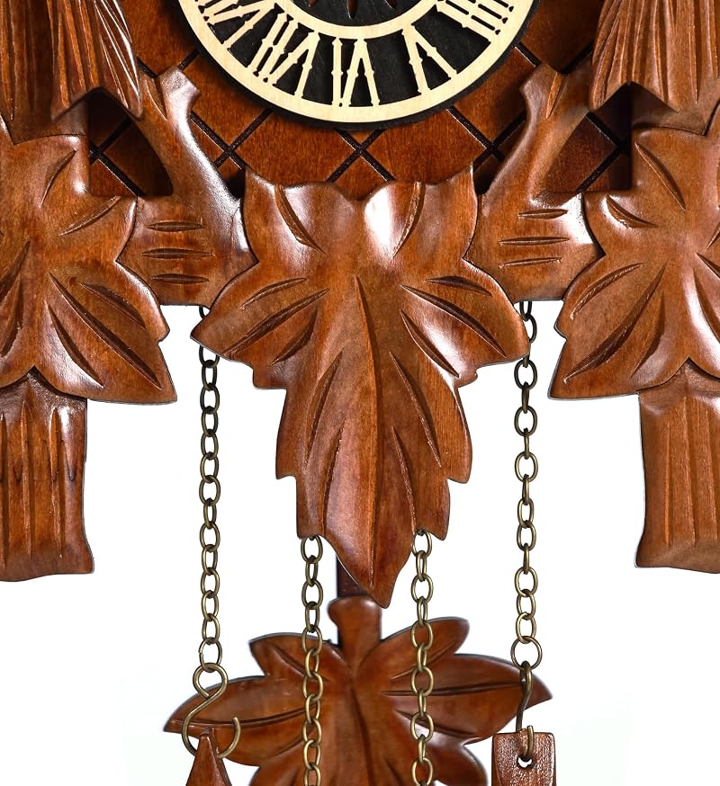 Hand-Carved Wooden Cuckoo Clock Wall Clock Antique Style 11.1 x 25.8 in