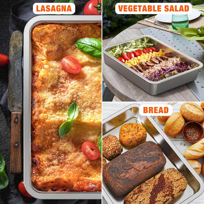 Onlyfire Stainless Steel Baking Pan - Versatile Rectangular Cookie Sheet for Baking & Grilling | 15.5” x 11.6” x 2.7”