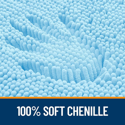 OLANLY Small Bathroom Rugs - Extra Soft Chenille Bath Mats | Quick Dry, Machine Washable, 24x16, Sky Blue
