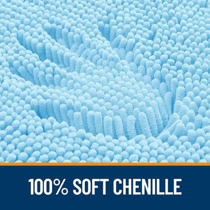 OLANLY Bathroom Rugs 70x24, Extra Soft Absorbent Chenille Bath Rugs, Rubber Backing Quick Dry, Machine Washable Bath Mats for Bathroom Floor, Tub and Shower, Home Decor Accessories, Sky Blue