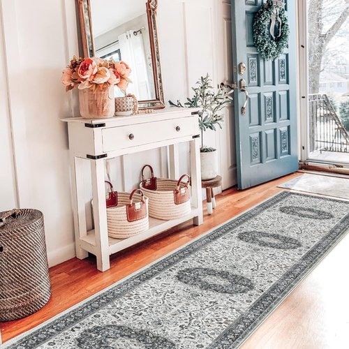 Hallway Washable Runner Rug - Vintage Soft Non-Slip 2x10 Entryway Carpet | Ideal for Kitchen, Bathroom, Living Room