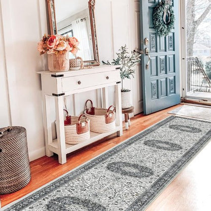 Hallway Washable Runner Rug - Vintage Soft Non-Slip 2x10 Entryway Carpet | Ideal for Kitchen, Bathroom, Living Room