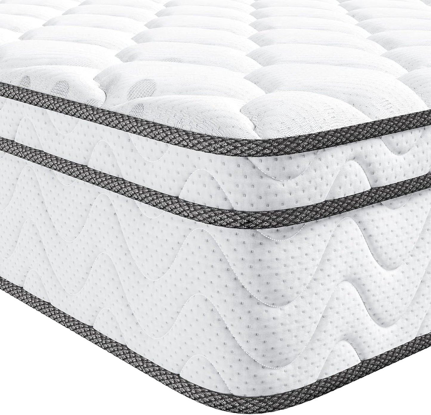 Vesgantti Twin Size Mattress - 12 Inch Fiberglass-Free Hybrid | Cool Sleep Memory Foam & Pocket Springs, Medium Firm