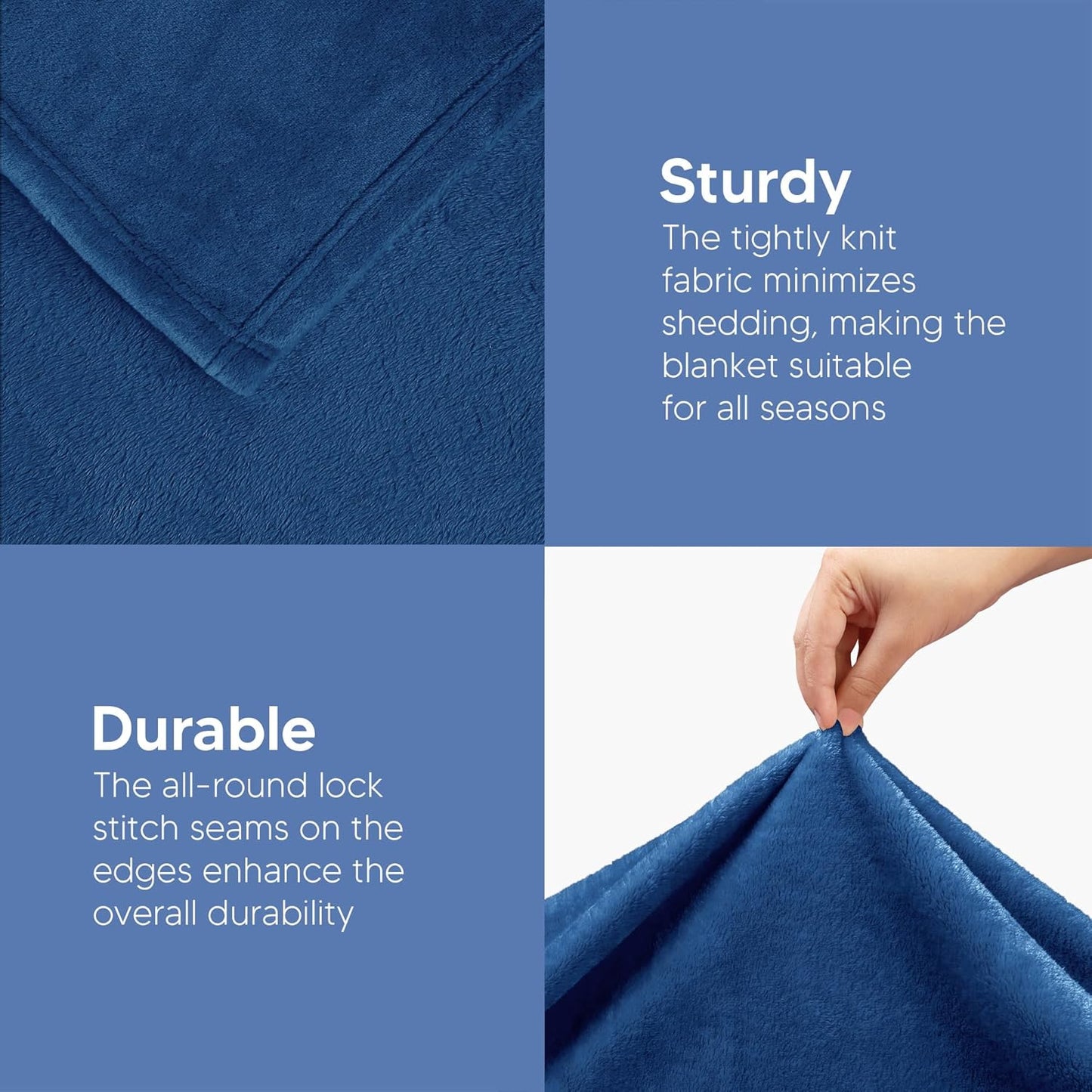Utopia Bedding Fleece Blanket - Luxury Soft Royal Blue Microfiber | Queen Size 90x90 Inch
