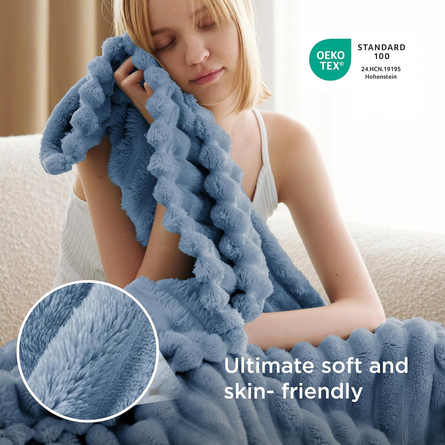 Bedsure GentleSoft Twin XL Blanket - Cozy Blue Fleece Throw for Women | Perfect Birthday Gift, 66x90 Inches