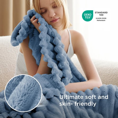 Bedsure GentleSoft Fall Throw Blanket for Couch - Cozy Soft Blankets for Women, Cute Small Throws for Girls, Blue, 50x60 Inches