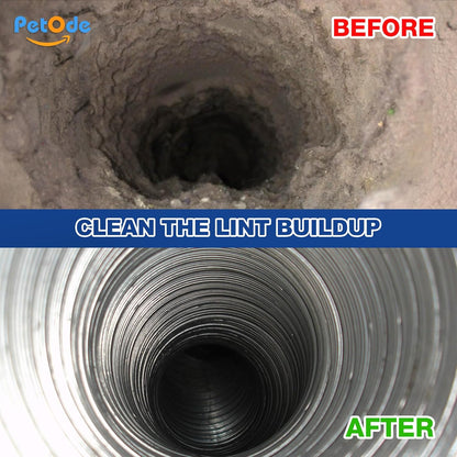 PetOde Dryer Vent Cleaner Kit - 32 Feet Flexible Brush with Quick Snap Drill Attachment for Effective Cleaning