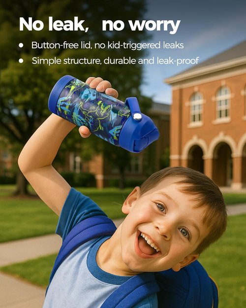 Choco Mocha Kids Water Bottle - Insulated Stainless Steel for School | 14oz Monster Truck Design
