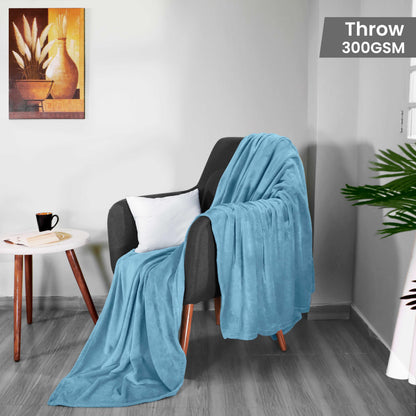 Utopia Bedding Fleece Blanket Throw Size Washed Blue 300GSM Luxury Anti-Static Fuzzy Soft Microfiber Blanket for Couch, Sofa and Bed (50x60 Inch)