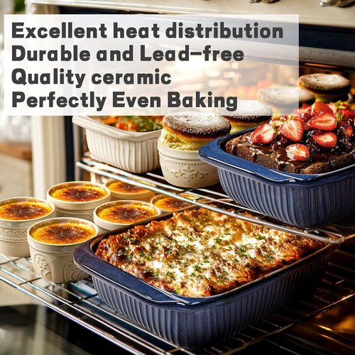 Artena Baking Dish - 5.1 Quart Rectangular Casserole Dish with Handles | Deep White Ceramic Bakeware