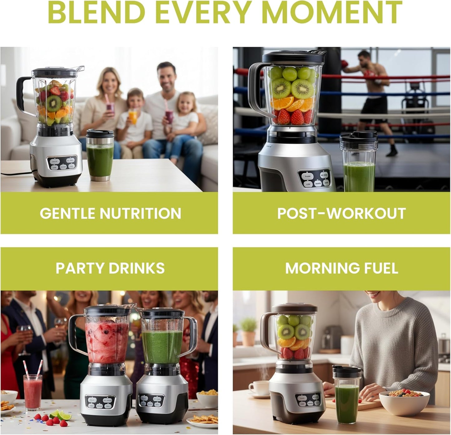 Simple Deluxe Smoothie Blender - 1200W Powerful Kitchen Blender with 60 oz Capacity & BPA-Free Cups | Ice Crushing, Juices, Shakes, Sauces