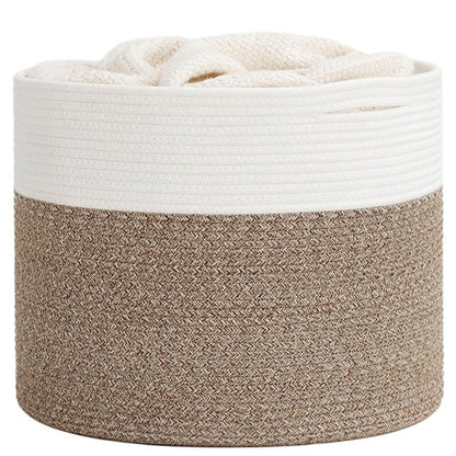 Goodpick Blanket Basket - Soft Cotton Rope Storage for Blankets & Toys | 15.8 x 15.8 x 13.8 Inches
