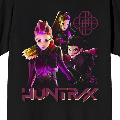 Huntrix Kpop Demon Hunters Adult Black Crew Neck T-Shirt - Stronger Together Design
