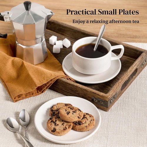 DOWAN 5oz Stackable Coffee & Espresso Cups - Ceramic Tea Cup Set of 4 for Latte & Tea