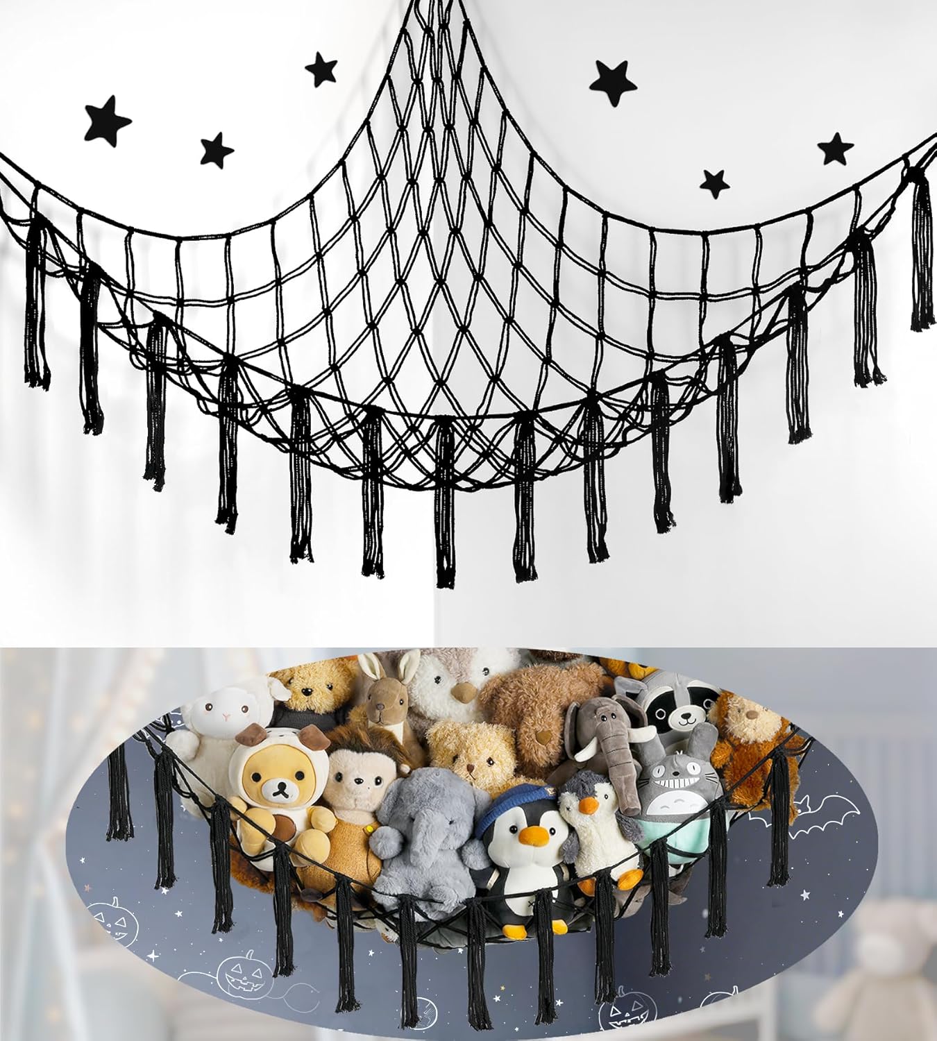Skiennix Stuffed Animal Storage Hammock - Large Toy Organizer for Kids' Room Decor | Cute Plush Holder