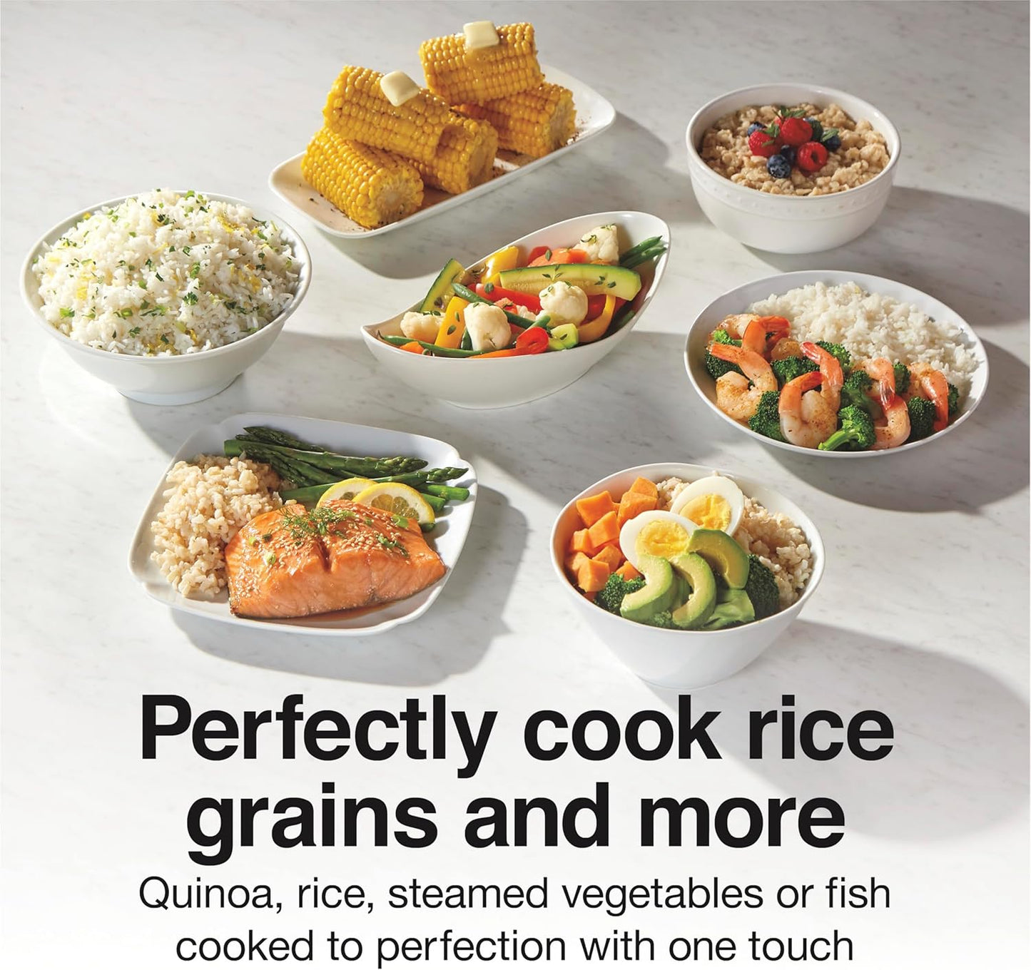 Proctor Silex Rice Cooker & Food Steamer - 10 Cups Cooked Capacity, Includes Steam Basket, White