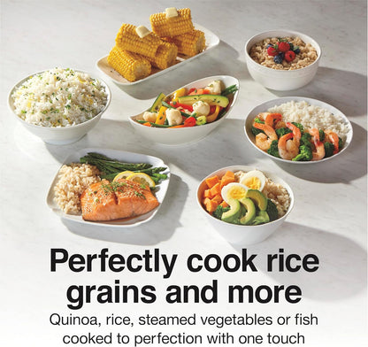 Proctor Silex Rice Cooker & Food Steamer - 10 Cups Cooked Capacity, Includes Steam Basket, White