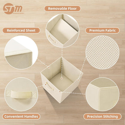 Storage Maniac 11-Inch Collapsible Storage Cubes - 8 Pack Durable Fabric Bins for Organization | Beige