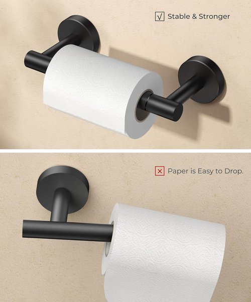 Forious Matte Black Toilet Paper Holder & Towel Ring Set | Stylish Bathroom Accessories