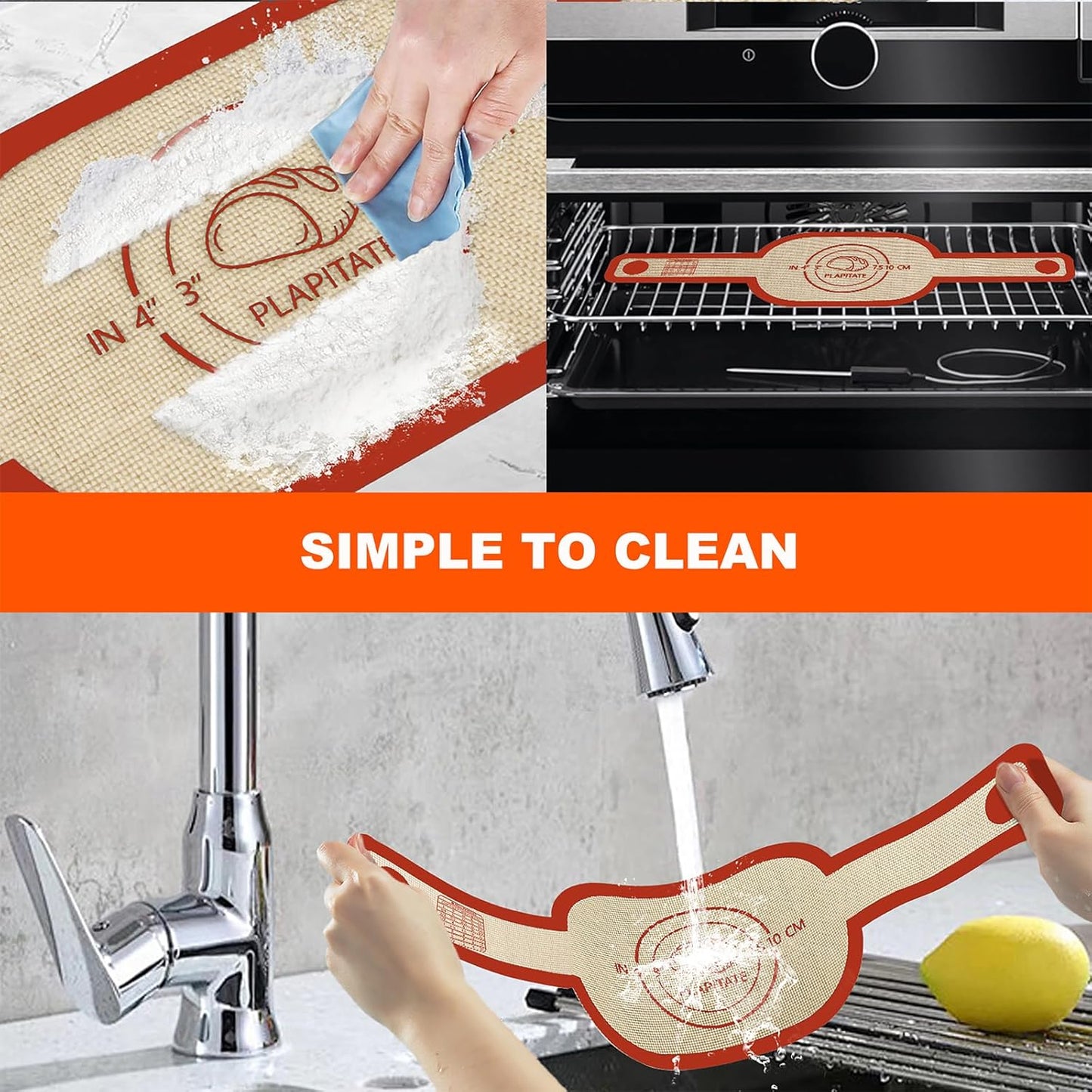 PLAPITATE Silicone Bread Sling | Non-Stick Oval Baking Mat for Easy Sourdough Transfer - 2 Red Set