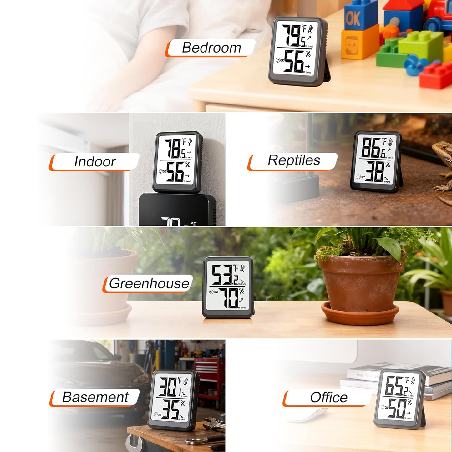 Regine Switzerland Digital Room Thermometer & Hygrometer | Accurate Temperature & Humidity Monitor for Home, Office, Pets, & Plants - AAA Battery Included
