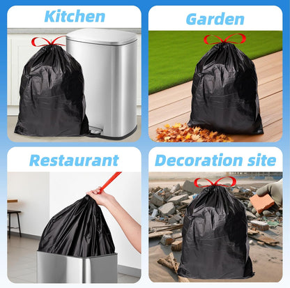 Skiennix Heavy-Duty Kitchen Trash Bags - Red Drawstring, Unscented, 20 Gallon, Pack of 20